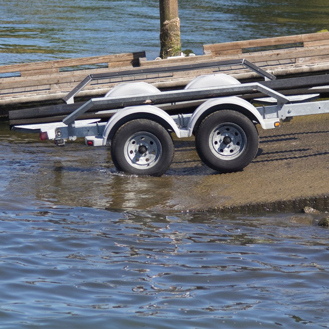 Boat trailer near water