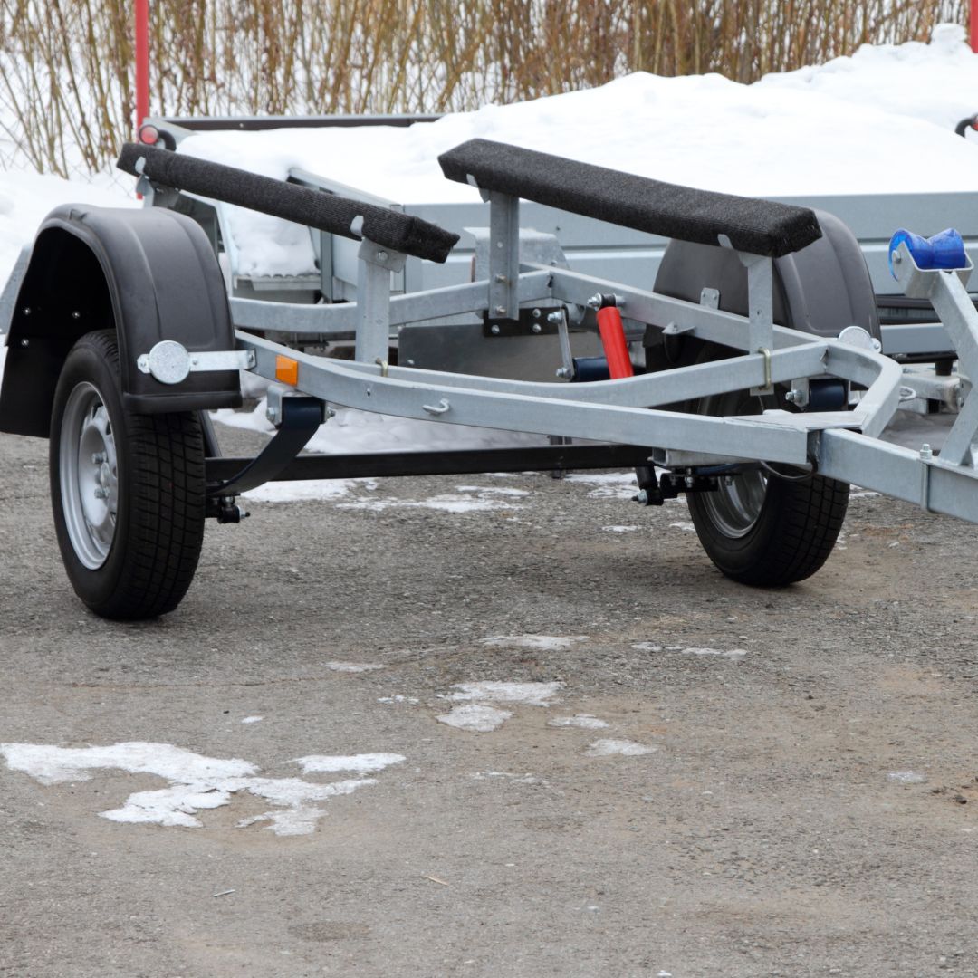 boat trailer in the snow