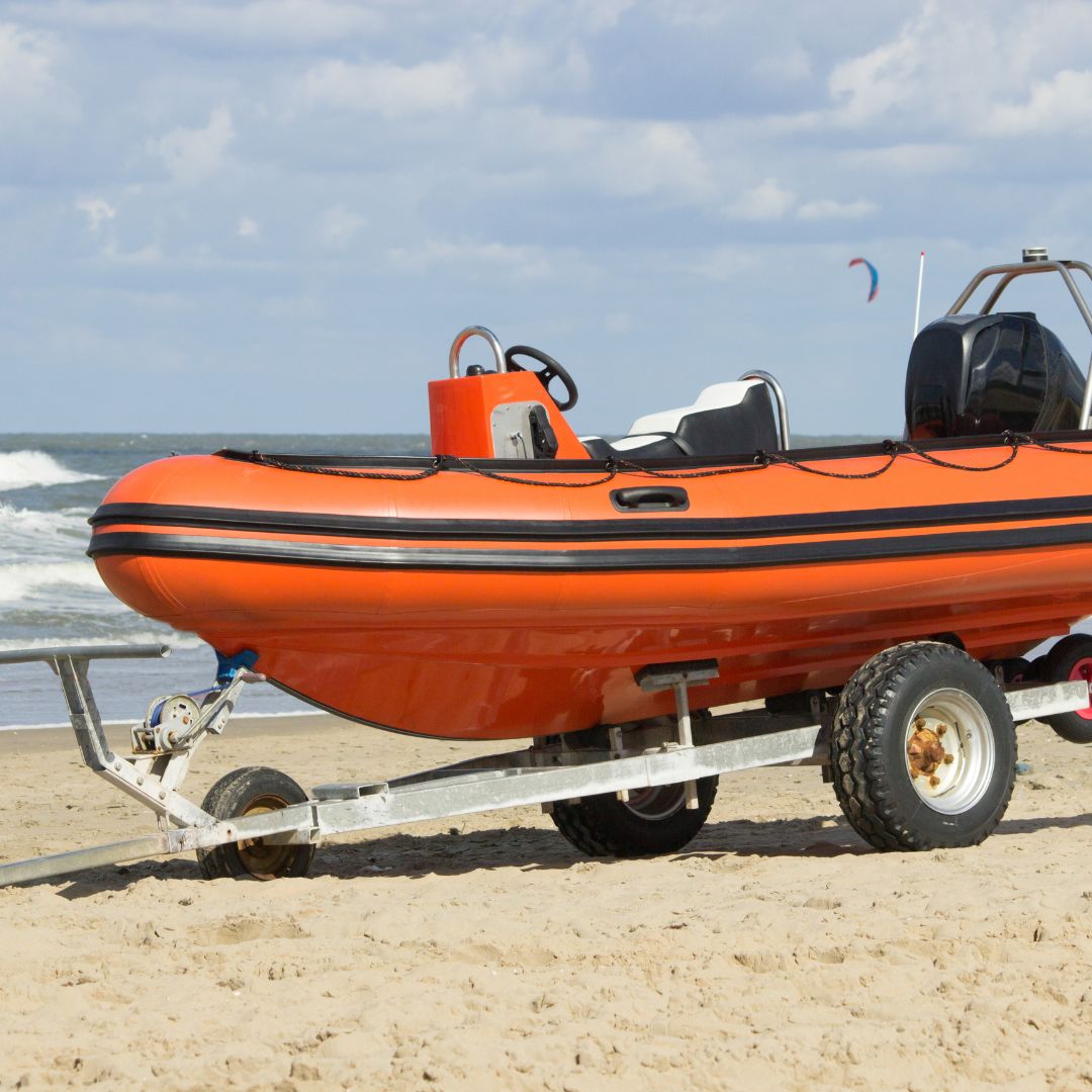yellow boat on a boat trailer