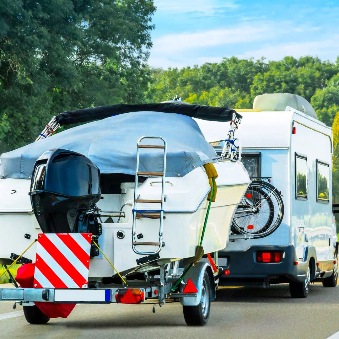 a trailer pulling a boat