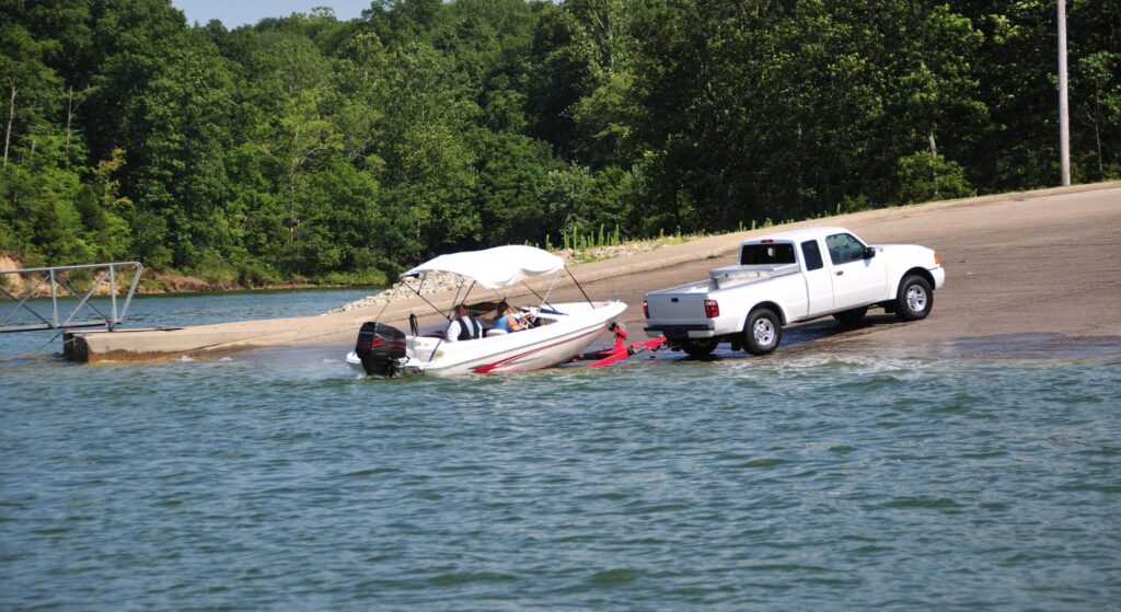 loading boat from water